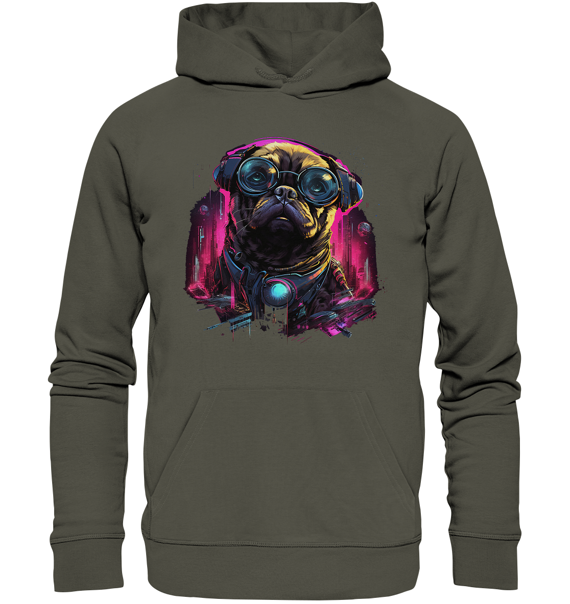 Cyberdog Pug - Organic Basic Hoodie